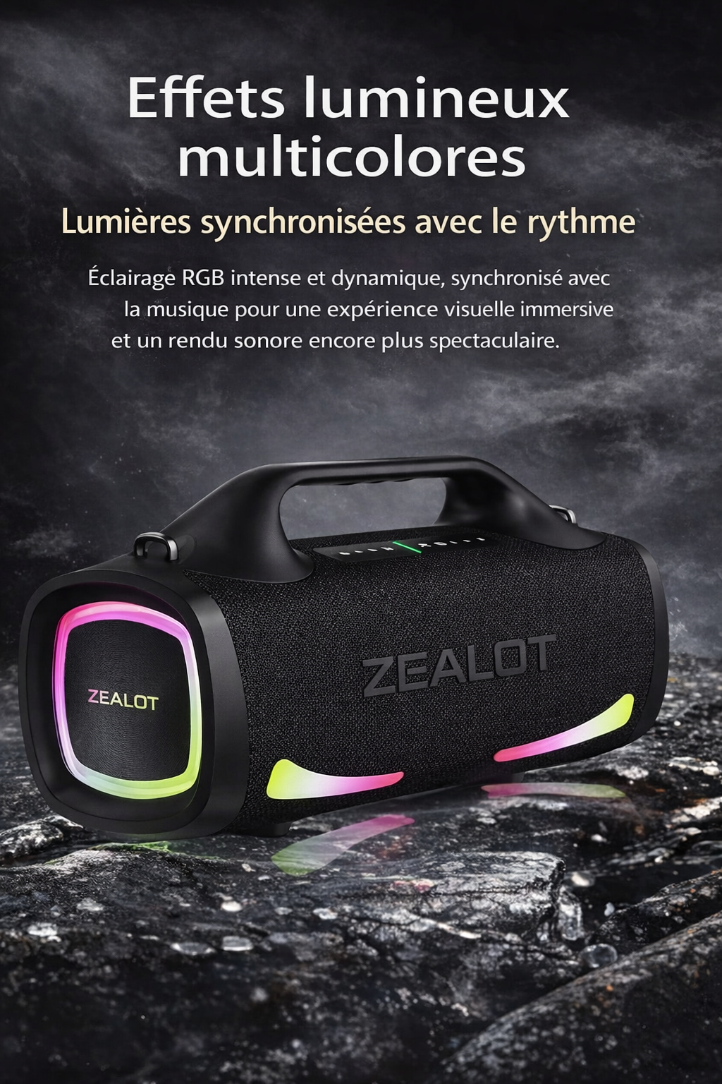 ZEALOT – Enceinte Bluetooth Portable Haute Puissance 5.1, Basses Renforcées & Batterie XXL 24 000 mAh