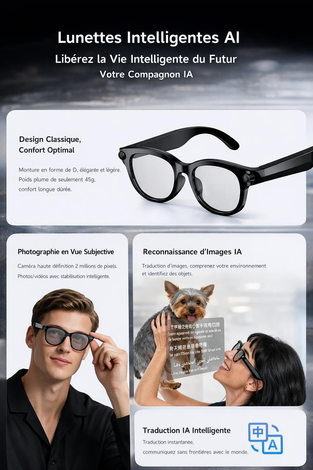 OPPO AI Glasses – Lunettes Intelligentes Caméra HD & IA
