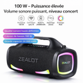 ZEALOT – Enceinte Bluetooth Portable Haute Puissance 5.1, Basses Renforcées & Batterie XXL 24 000 mAh