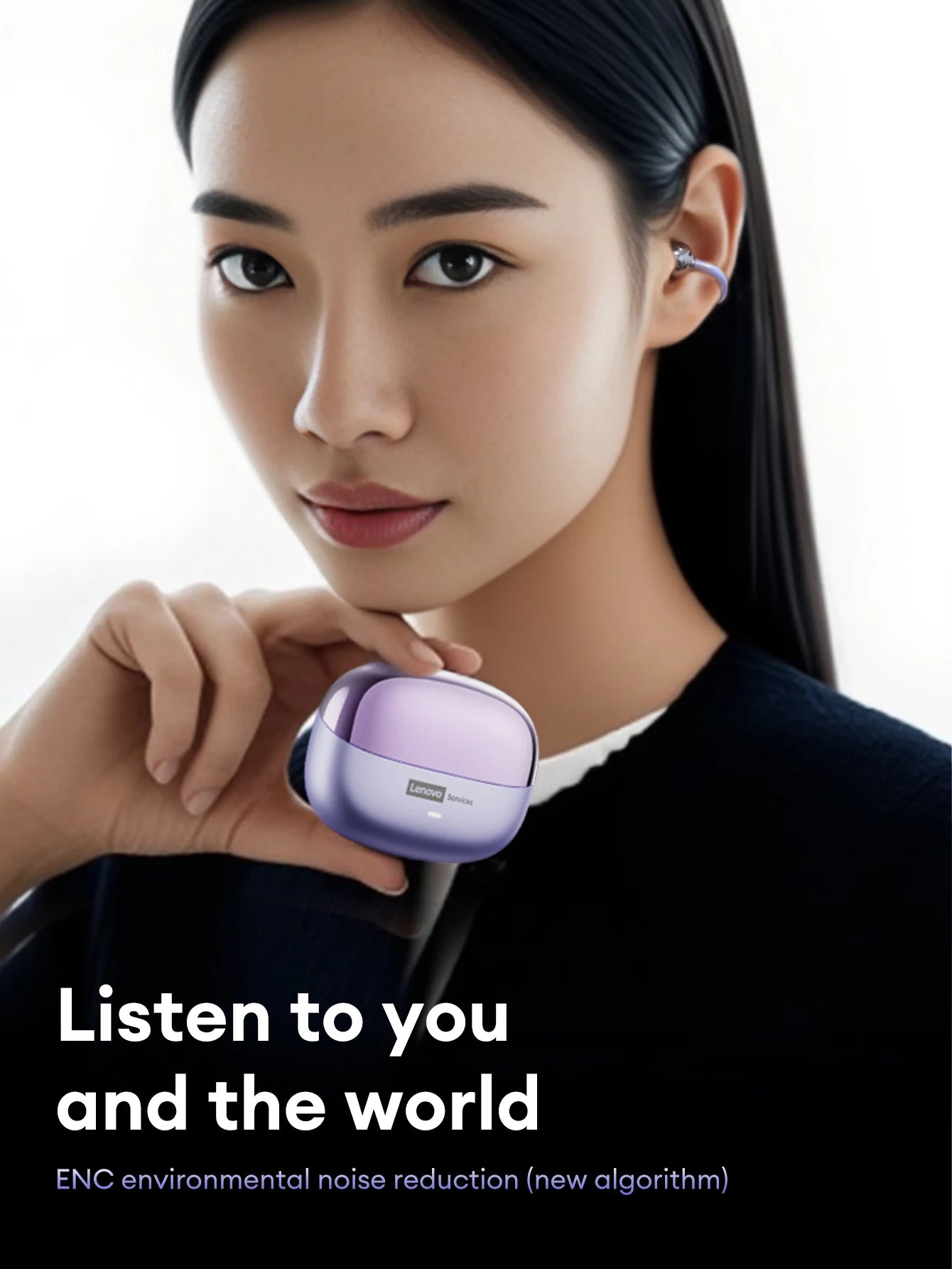 Lenovo LE302 – Écouteurs Bluetooth Open-Ear à Clip d’Oreille | Son Hi-Fi, Sport & Appels Mains Libres