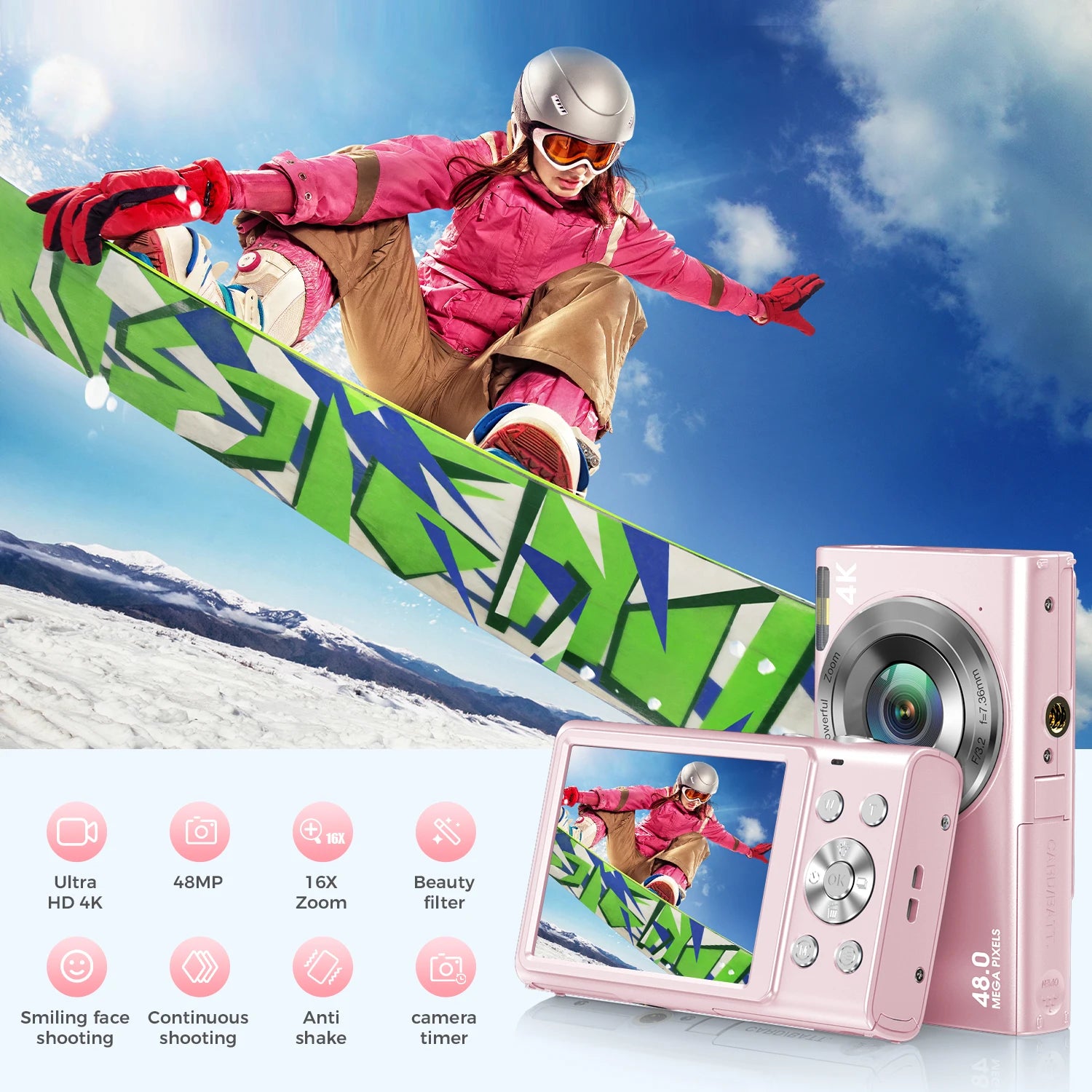 STUOGYUM DC402-AF – Appareil Photo Numérique 4K, 42,4 MP, Simple & Polyvalent pour Tous les Jours